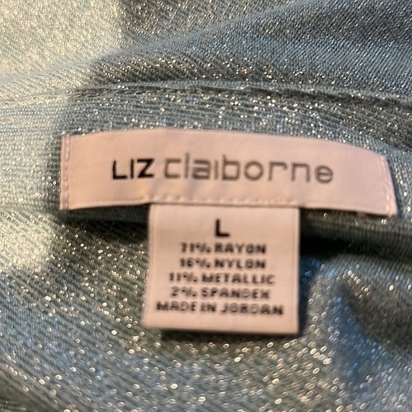 Liz Claiborne Sparkly sea foam green long sleeve top size large - Picture 9 of 10